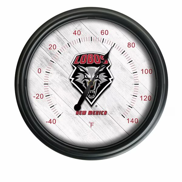 University of New Mexico Indoor/Outdoor LED Thermometer, Holland Bar Stool Co, Mfr#: ODThrm14BK-08NewMex